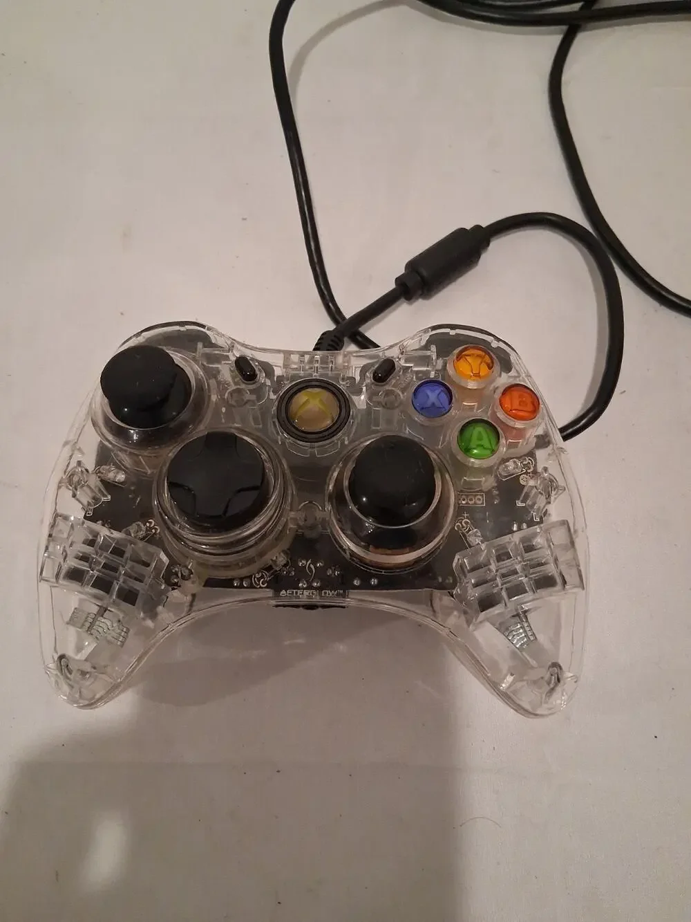 PDP Afterglow Xbox 360 Wired Controller Clear Transparent LED Model PL-3702